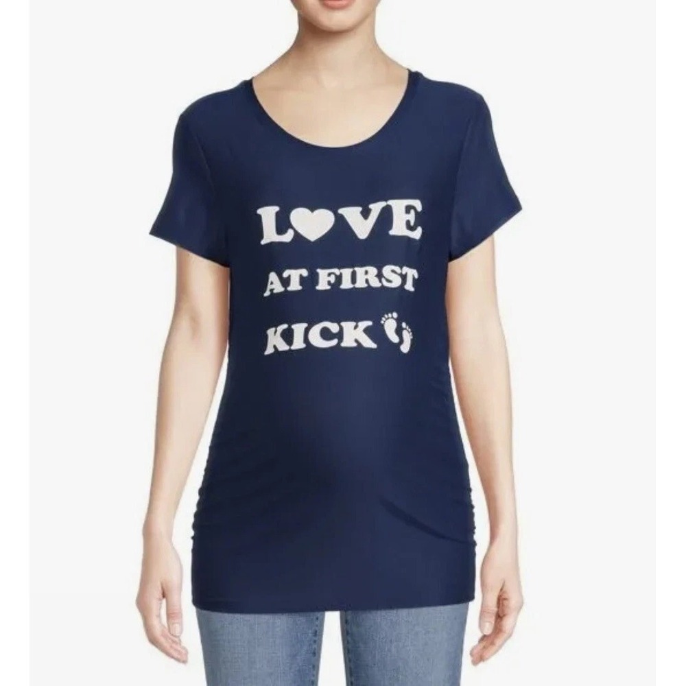 Time and Tru 'Love At First Kick' Maternity Top (Size L 12-14) BRAND NEW W TAGS